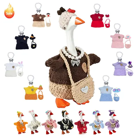 7-Inch Soft Cotton Goose Theme Outfits & Accessories Set for Magnetic Statues, Whimsy Unisex Decor with Cutie Hat & Little Bag, Cozy Soft-Touch Fabric Halloween-Christmas Gift (Toys & Hobbies DIY Specialty Supplies)