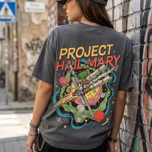 Project Hail Mary Two-Sided Graphic T-Shirt - Rocky Eridian & Hail Mary Space Mission Tee - Andy Weir Hard Sci-Fi Fan Gift - Unisex Astronomy Streetwear