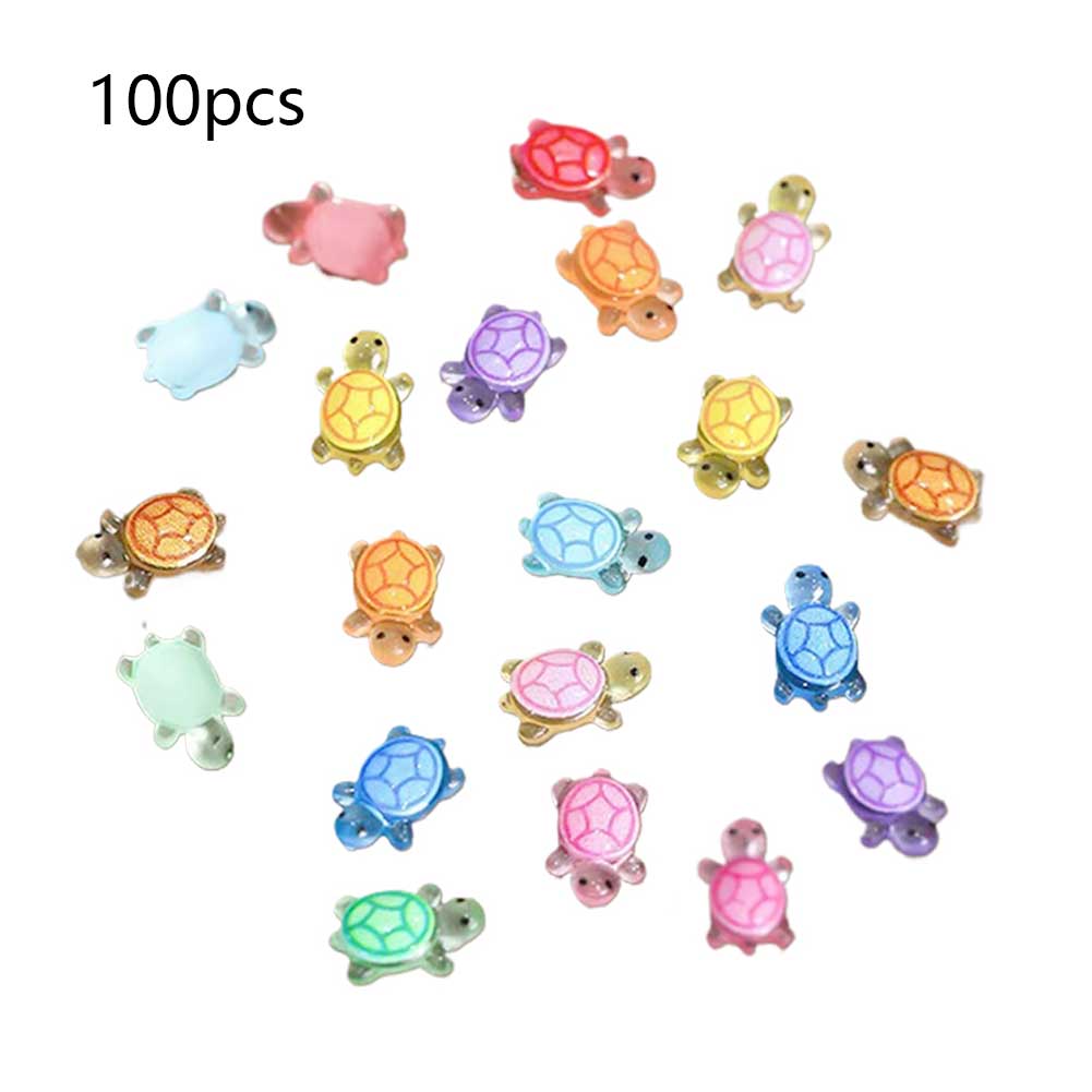 100Pcs Mini Resin Turtles Night Glow Turtle Figurines Realistic Tiny Turtles Acrylic Small Animals Figures for Micro Landscaping