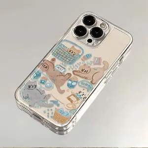 Cartoon Languor Cat Transparent Phone Case For iPhone 17 16 15 11 12 14 13 Pro Max Mini X XSMax XR 7 8 Plus SE 16e Silica Covers