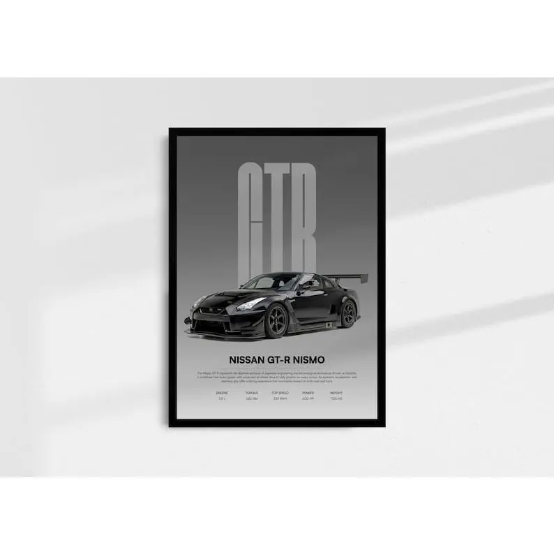 Nissan GT-R R35 Nismo Poster | JDM Supercar Art, Product without frame