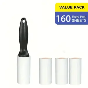 80/160/240 Sheets Super Strong Adhesive Lint Roller Pet Hair Remover Set Includes 1 Handle and 2/4/6 Refills, Suitable for Car Carpets, Car Seats, Car Interiors, Furniture, Sofas, and Clothing