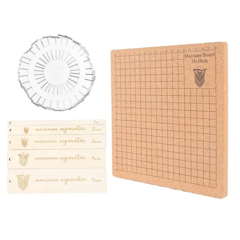 DIY Macrame Tool Kit with Board and Pins, Knotting Supplies for Arranging Cords During Handmade Projects, Craft Workstation Accessories for Macrame Patterns, Fiber Art Practice, Decorative Knotwork and Home Crafting