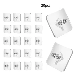 20 Piece Modern Wall Hooks for Easy Installation, Strong Adhesive, No Drilling, Waterproof Plastic, Ideal for Kitchen and Bathroom Decor