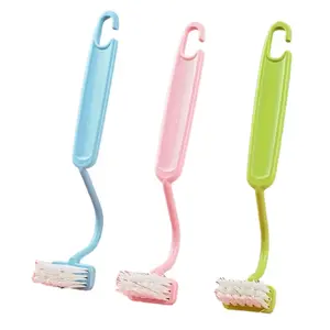 3 pieces Plastic Curved Toilet Cleaner Brush Scrubber V Shape Toilet Corner Rim Cleaning Brush for Bathroom Window Kitchen Toilet Edge