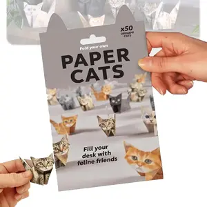 DIY Paper Cats-50 Sheets DlY OrigamiPaper to Fold CuteCat Figures, FumCraft Activity for Adults &Kids,DeskDecoration(Cat)