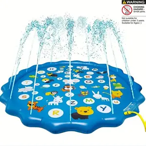 100 Cm / 39.37 Inches Oversized Luxury Outdoor Toy, Suitable for Children Aged 3 And Above, Summer Yard Lawn Water Play Toy, Portable Pool, Educational Toy for Letters from A to Z, Inflatable Water Sprinkler Cartoon Sprinkler Mat, Pet Bathing Supplies