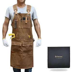 Woodworking apron for men, gifts for men, with 9 tool pockets, durable waxed canvas work apron for woodworkers carpenters blacksmiths (brown -waxed canvas apron)