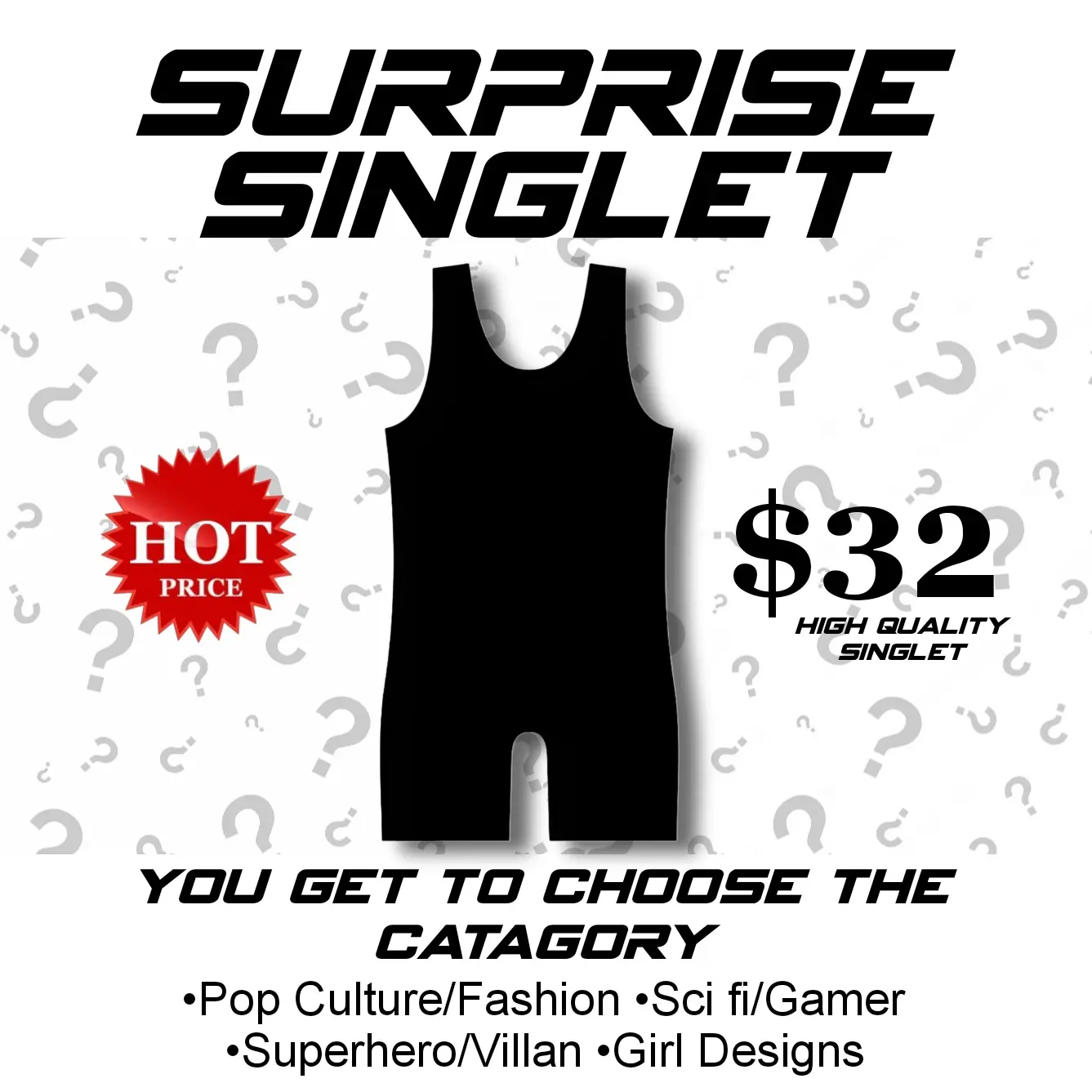 Surprise  Wrestling Singlet, Powerlifting Singlet Youth Wrestling Singlet Men for Training (Unisex Adult/Youth)