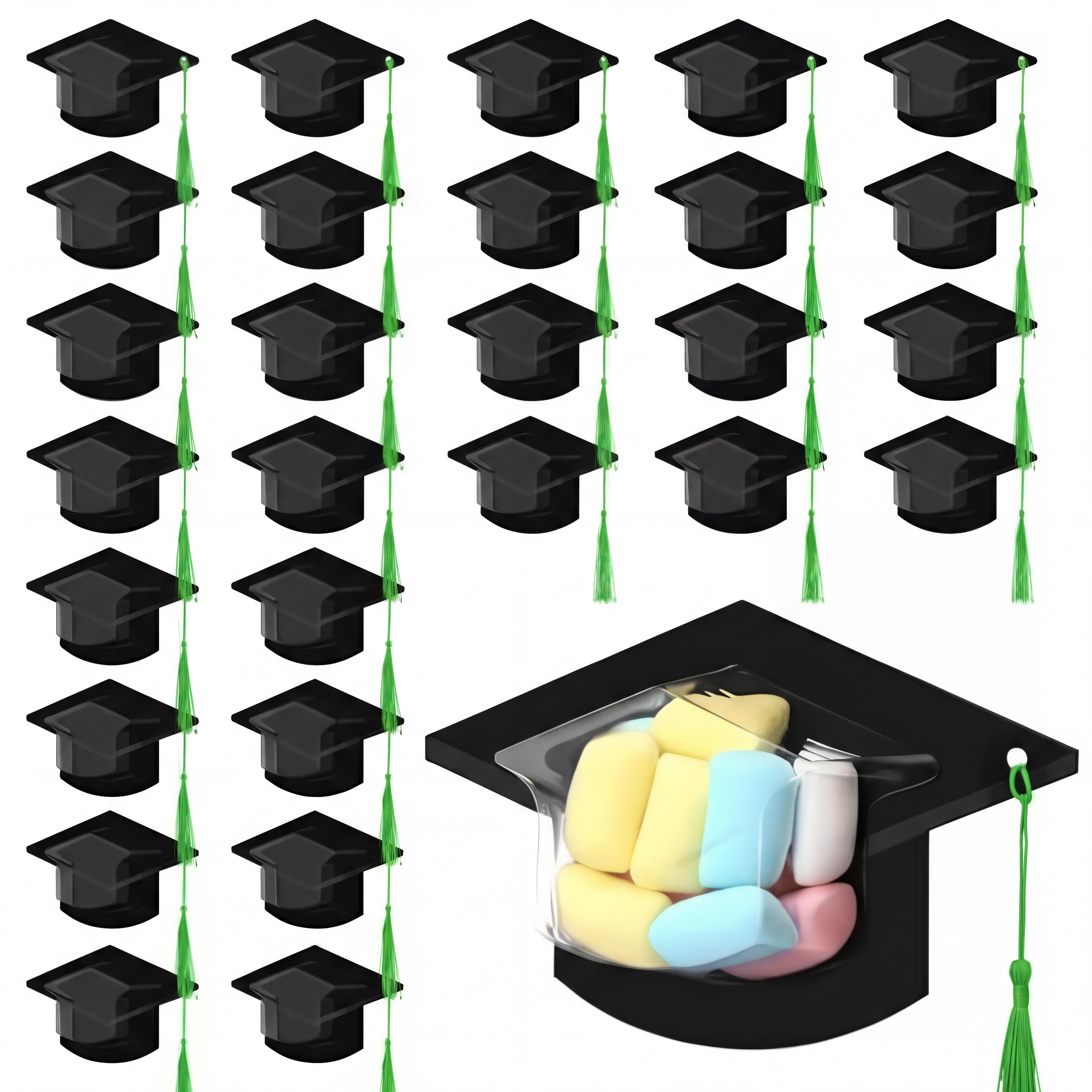 30 Pcs Graduation Cap Candy Card 2026 Class Grad Candy Dome Greeting Card Gift with Tassel Chocolate Holder for Friend Students Teachers School Party Favors Candy Holder Graduation Gifts Supplies