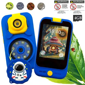 Kids Educational Microscope Phone Toy, Portable Handheld Digital Microscope ，with 2.8" Touch Screen, Camera Video Recorder, Flashlight & Memory Card, ABC & General Knowledge Learning Toy for School & Home, Perfect Gift for Boys Girls Ages 3-10