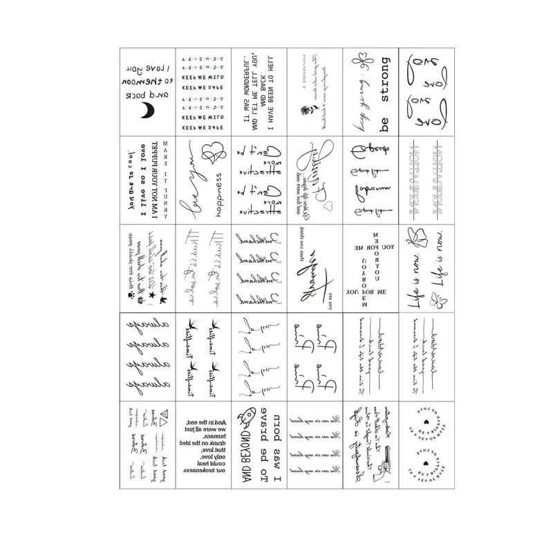 Waterproof 30 Sheets Assorted Minimalist Inspirational Quote Temporary Tattoos