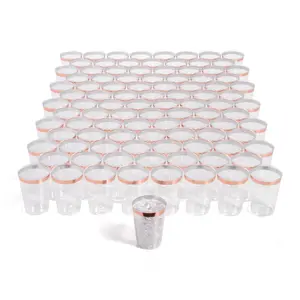 Bulk 200 Pc. Rose Gold Rim Plastic Cups