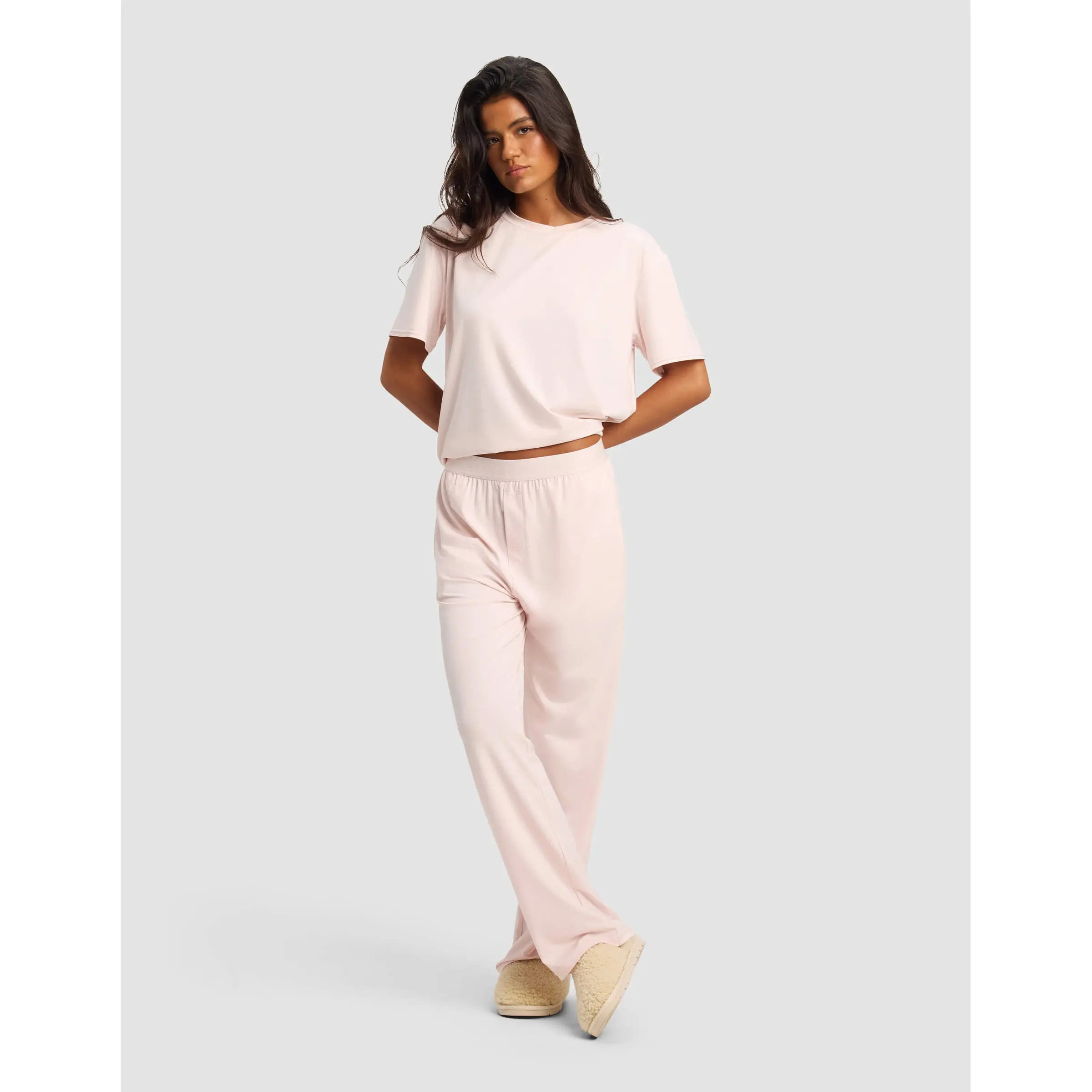 Cozy Earth Women’s First Layer Pajama Short Sleeve Tee & Pant Set | Ultra-Soft Bamboo Viscose Sleepwear Set