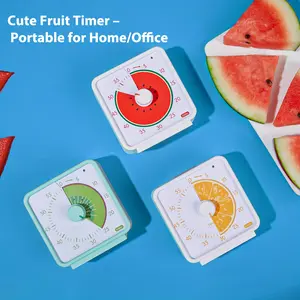 Visual Timer, Office Kitchen 60-Minute Countdown, Desktop Timer Time Management Tool, Silent Operation, Pomodoro Timer with Fruit Patterns