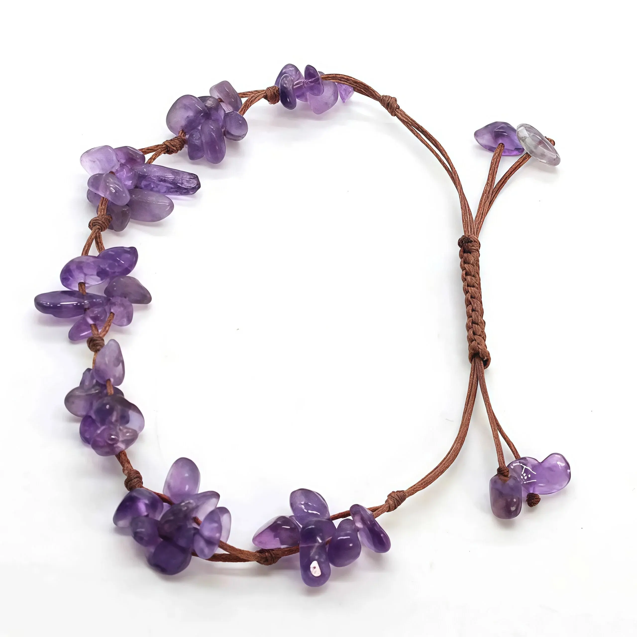 Dainty Natural Crystal Bracelets & Anklets for Female Adults, Hand Woven with Citrine, Rutilated Quartz & Sodalite, Lightweight Adjustable Cord for Comfortable Daily Wear, Fashion Casual, Hand Braided, Minimalist Design
