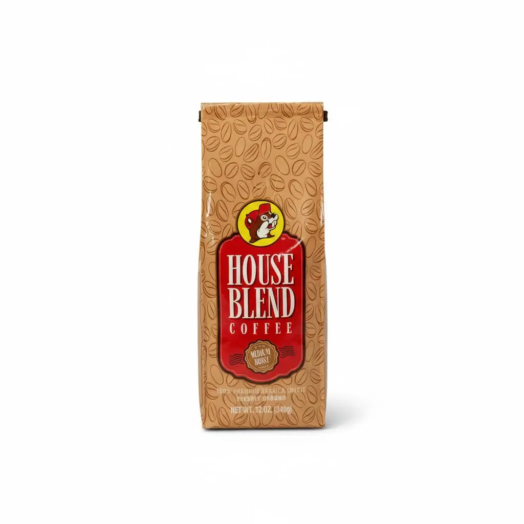 Buc-ee's Ground House Blend Medium Roast Coffee - Rich Smooth Arabica Beans for Drip French Press Pour Over or Espresso Machines - Beverage, Caramel