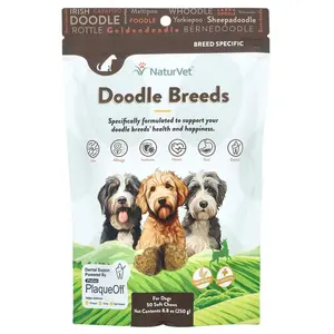 NaturVet Doodle Breeds, For Dogs, Hickory Smoked Bacon, 50 Soft Chews, 8.8 oz (250 g)