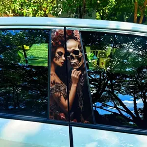 Skull Pattern Car Sticker, Waterproof Car Decal, Self-adhesive Car Decorative Sticker, Sticker For Cars, Suitable for Car Door Pillar, Car Exterior Accessories