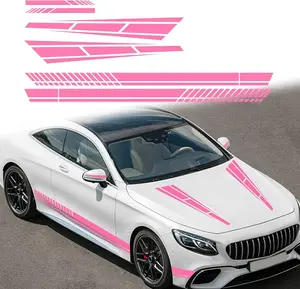 ramuel  Pcs Car Racing Body Personalized Side Skirt Hood Decoration Vinyl Stripe Rearview Mirror Sticker Exterior Accessories are Suitable for All Vehicle SUV Truck OffRoad (Glossy Pink)