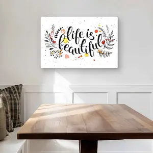 212 MAIN "Life Is Beautiful" 20x30" Lightweight Aluminium Artistic Black Decorative Metallic Photo Print Wall Art - Large Metal Prints for Home Decor, Gift-Worthy Home Supplies, Decorative Metallic Prints