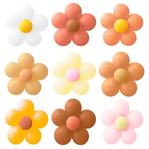 18pc Daisy Flower BalloonsMulticolor Retro Balloons for Baby Shower, Wedding, Birthday Decor