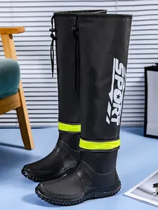 High-Top Over-The-Knee Rain Boots for Couples, Round Toe Boot, Lightweight Foldable Water Shoes, Waterproof Footwear, Non-Slip, Ideal for Outdoor Adventure
