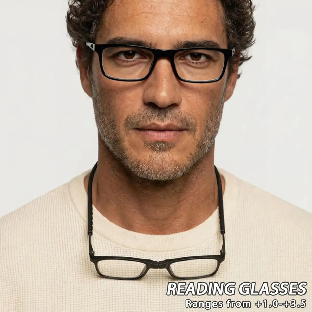 Men's Plastic Square Magnetic Neck Strap, Simple and Stylish Reading Glasses, Lightweight and Portable, Fashionable and Versatile