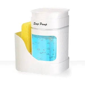 3-in-1 Dish Soap Dispenser with Sponge Holder Includes Sponge - White for Kitchen Sink