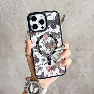 Floral Obsession Noir Magnetic MagSafe Snap Case for iPhone 17/16 Pro Max 15 Pro 14 13 12 Mini 11 XR XS Plus SE Shockproof Slim Protective Cover