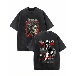 100 Cotton Oversized Graphic T-Shirt Michael Jackson Thriller The King Fashionable Street Retro Style Summer Casual Wear # Michael Jackson # Jaafar Jackson # biopic # music legend