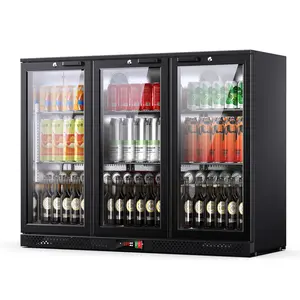 Upstreman 11.4 Cu.Ft Commercial Under Counter Back Bar Refrigerator with 3 Lockable Glass Doors, Double-Pane Low-E Glass, for Bars & Restaurants, BB114