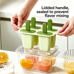 Four-Compartment Ice Cream Mold, Dual-Layer Ice Cream Mold, Easy Demold, Food Grade, DIY Ice Cream Tool, Summer Essential, Home Use
