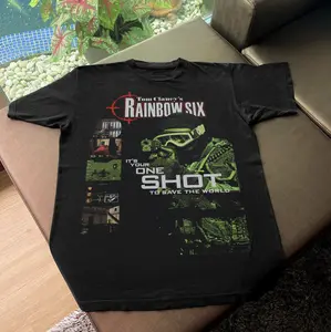 98 'Rainbow Six' Promo T-Shirt, Game Rainbow Six Graphic Tees, Unisex Tshirt, Gifts Shirt, Menswear Womenswear Streetwear, Aesthetic, Heavyweight Cotton Comfort Top Regular Fit Y2k Outfit Outdoor Affliction Clothes