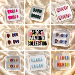 Press On Nails Short Almond Collection - Handmade Craftsmanship, Custom Sizes, Reusable, Perfect for Special Occasions & Everyday Look, Includes Nail Glue, File, Cuticle Pusher, Alcohol Prep Pad