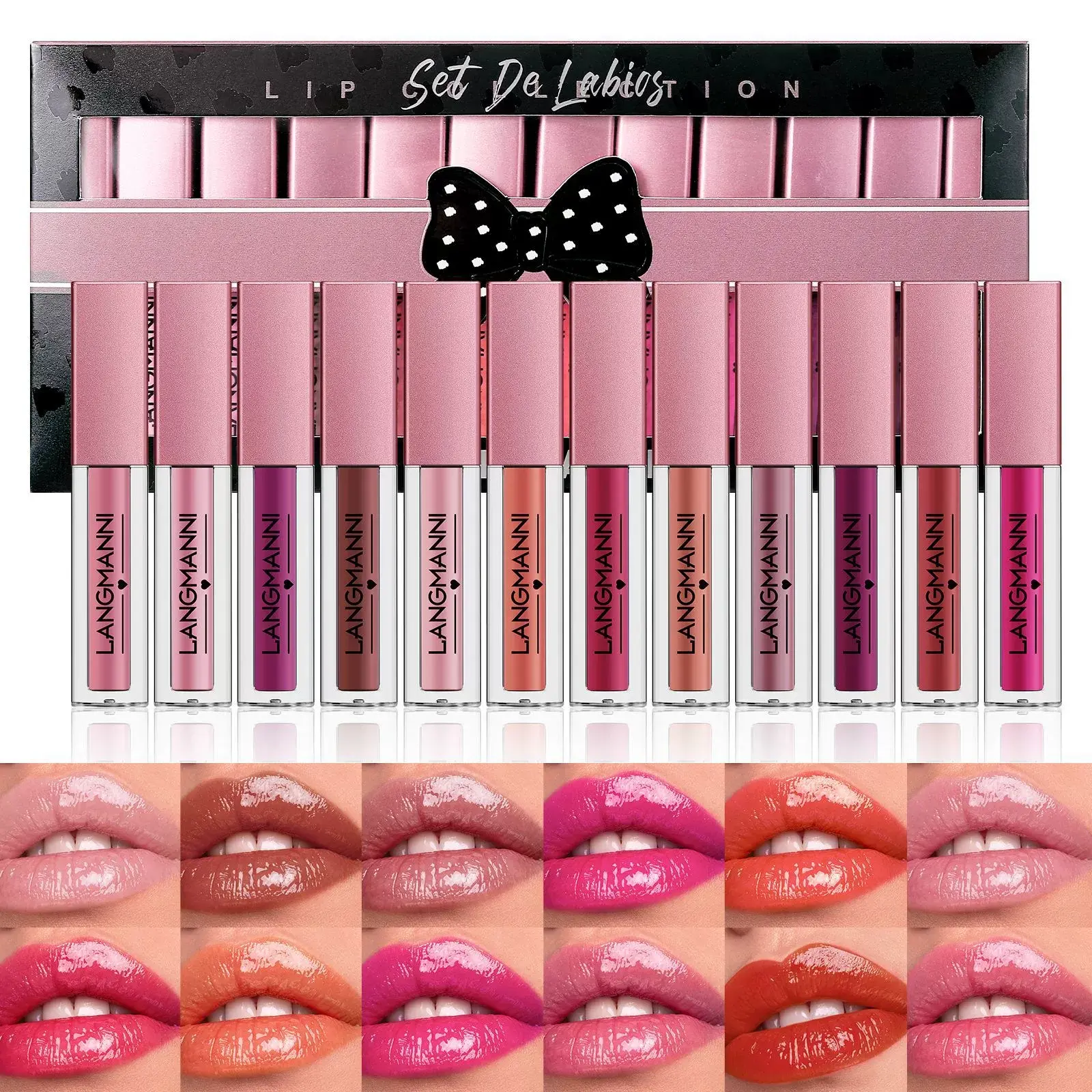 12-Piece Lip Gloss Set, Beauty Gloss, Long Lasting Lipgloss, Shiny Glossy Liquid Lipstick Gift Box, Smooth Soft Long-Lasting Moisturizing Makeup, Perfect for Women & Girls