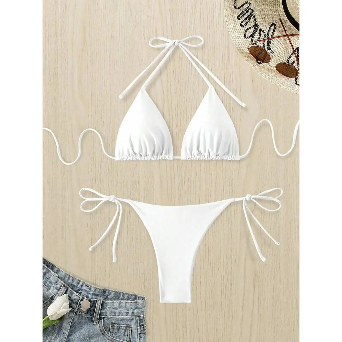 Women's Two Piece Bikini, Sling Bra, V-Shaped Bottom, Women's Swimwear And Apparel