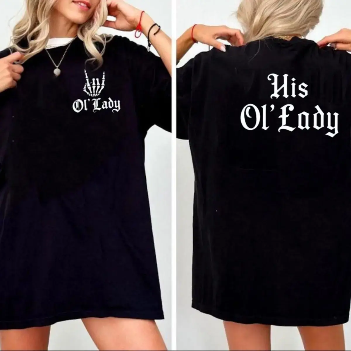 Women’S Biker T Shirt, “His Ol’ Lady” Ride Or Die Motorcycle Graphic T Shirt, Women’S Motorcycle Wife Tee, Short Sleeve Tee