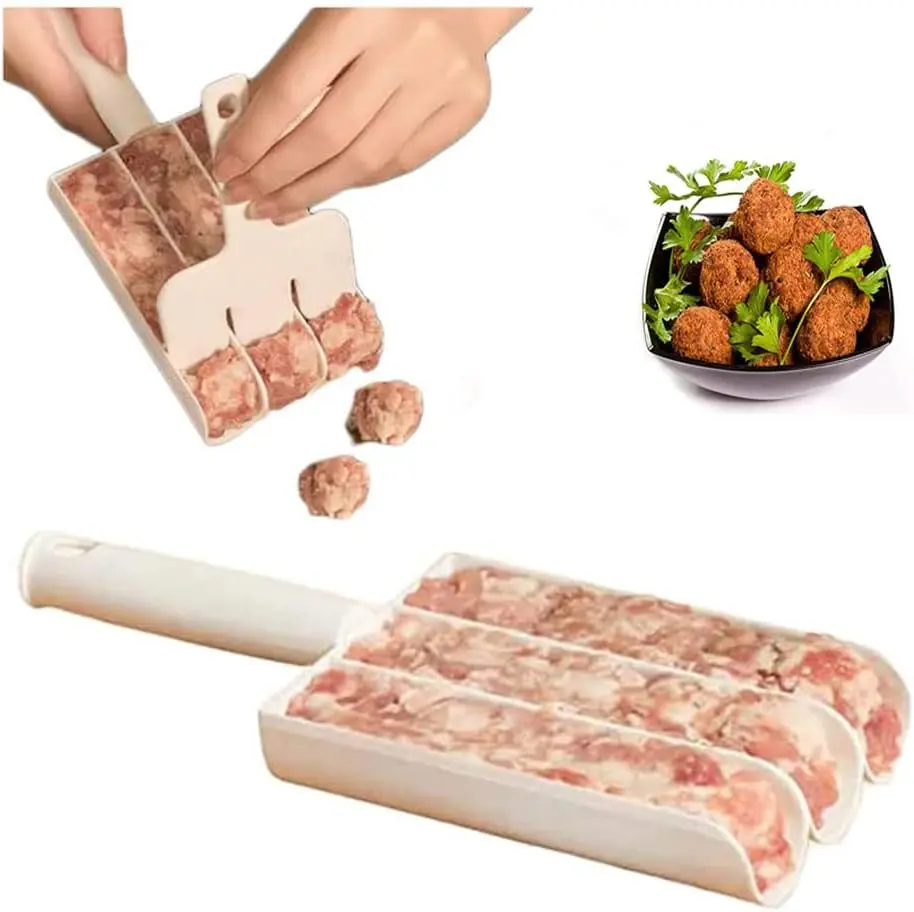 Kitchen meatball mold, shrimp slider, meatball maker, meat filling processor, kitchen cooking tools,3 Meatballs in 1 Second to Make Quick Meatball Dough Quickly