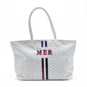 Goyard Artois Tote Bag MM Goyardine White (Custom Painted)