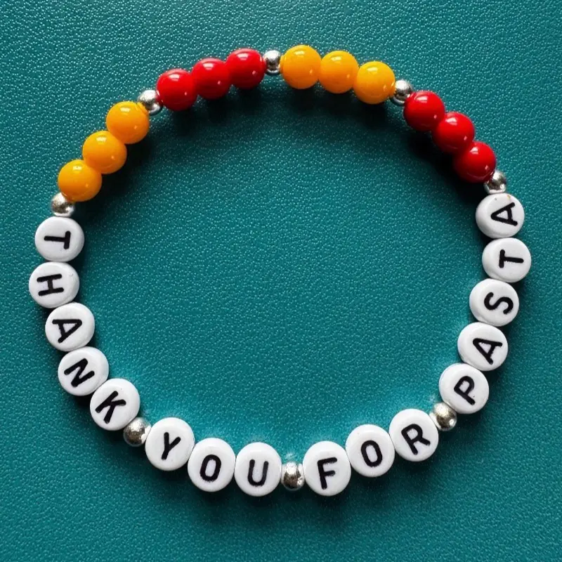 Thank you for pasta. Beaded friendship bracelet.