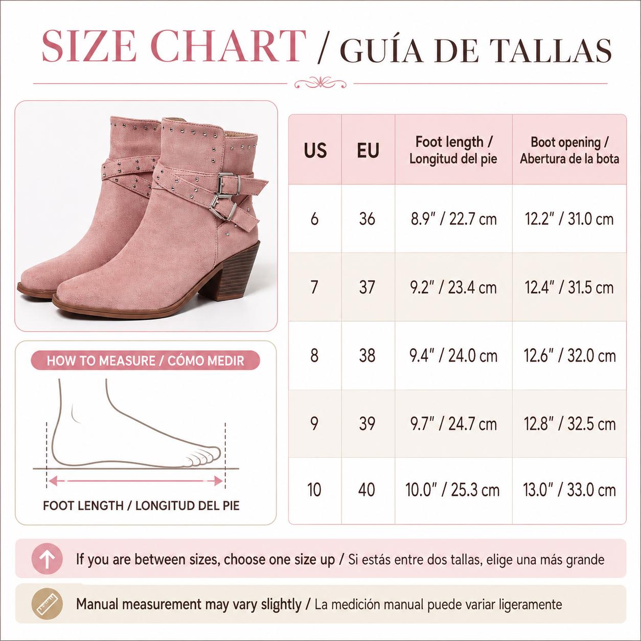 Women's Studded Rivet Detail Suede Ankle Booties, Chunky Stacked Block Heel, Pointed Toe, Inner Side Buckle Strap, Zip Closure, Western Street Boots for Fall-Winter - Pink, Stacked Heel