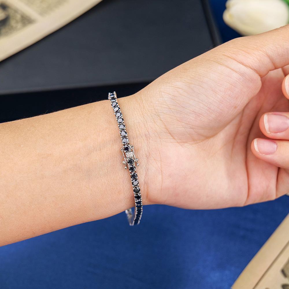 GRA Certified 3/4/5/6.5MM Black Moissanite Tennis Bracelet for Men Women Original 925 Sterling Silver Diamond Bracelets Jewelry