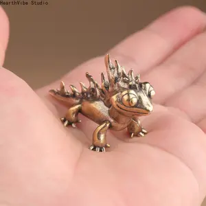 Collectible Figurines, Pure Brass Little Fire Dragon Statue Ornament, Office Living Room Desktop Decoration, Small Handheld Christmas Gift