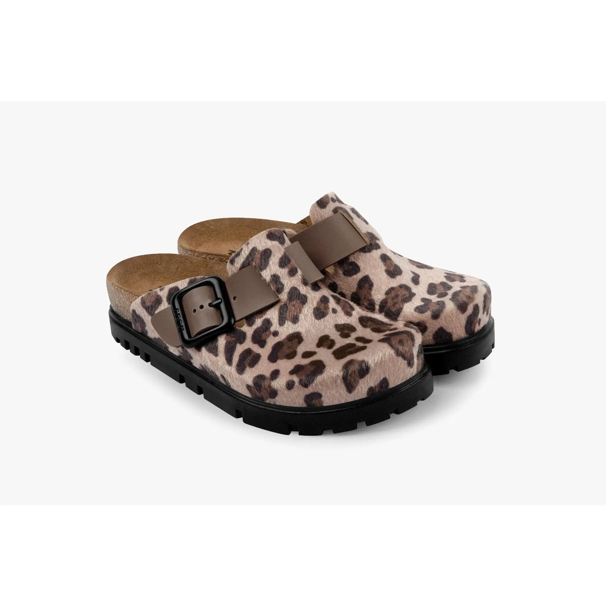 Zoe by LEON- Women’s Leather Platform Clog- Adjustable Buckle with Cork-style Footbed