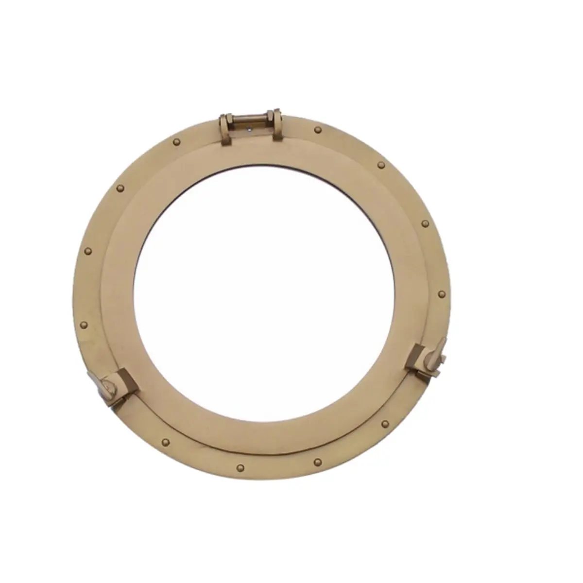 212 MAIN 24 in. Round Vintage Antique Brass Functional Porthole Bathroom Mirror - Handcrafted Model Ship-Inspired, Light-Reflector Glass Wall Mirror with Durable Metal Build for Nautical Theme Enthusiasts, Room Decor, Glass Bathroom Mirrors