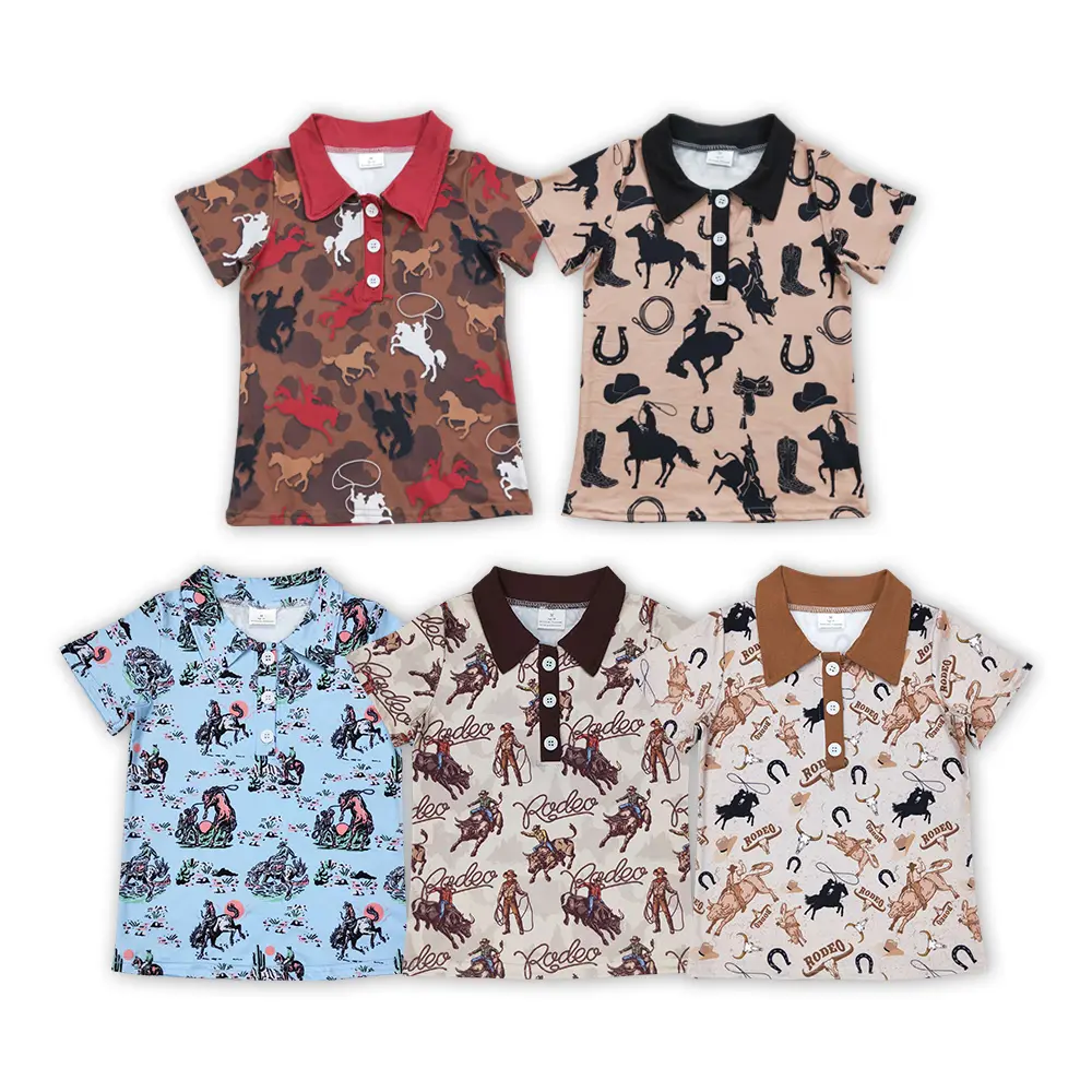 Boys' Western Cowboy Casual Polo Shirts, Kids' Fashion Tops Boys' Western Cowboy Casual Polo Shirts, Kids' Fashion Tops