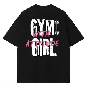 [Women's Gym T-Shirt] Women's Gym Fitness T-Shirt - Black Bold Letter Graphic Workout Top |   Machine Washable Round Neck Tee for Gym & Casual Wear, Spring/Summer Activewear, Motivational Apparel Back Print