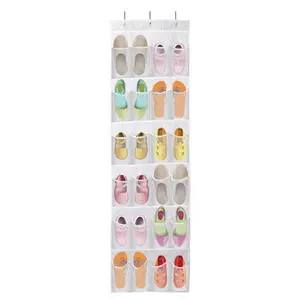 Crystal Clear Over the Door Shoes Rack 24-Pocket 6-Layer Hanging Organizer for Shoes Slippers Small Toys Closet Cabinet