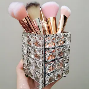 Decorative Crystal Makeup Brush Organiser - Home Supplies Storage Bucket, Multi-Purpose Organizing Boxes